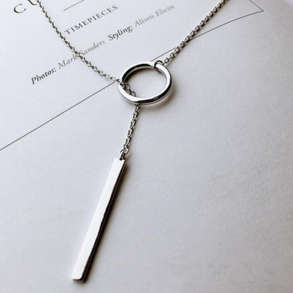 Jewelry - NEW 925 Sterling Silver Toggle Bar Circle Neclace
